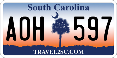 SC license plate AOH597