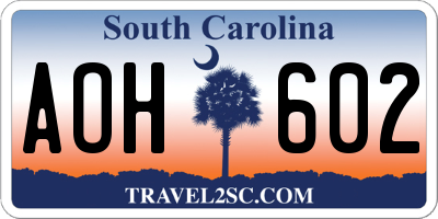 SC license plate AOH602
