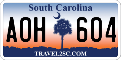 SC license plate AOH604