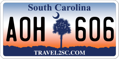 SC license plate AOH606