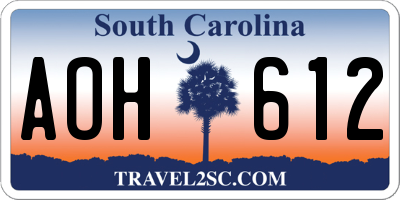 SC license plate AOH612