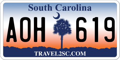 SC license plate AOH619