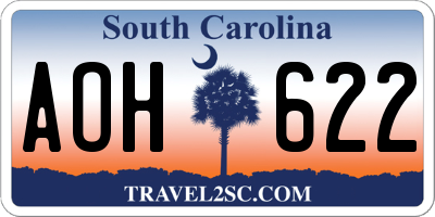 SC license plate AOH622