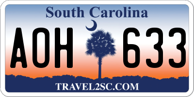 SC license plate AOH633