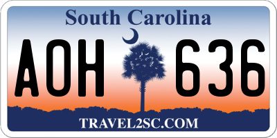 SC license plate AOH636