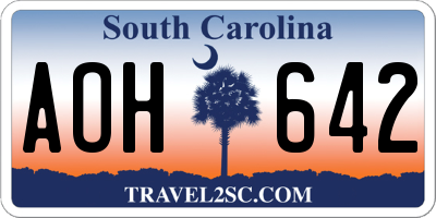 SC license plate AOH642