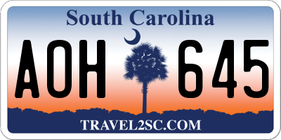 SC license plate AOH645