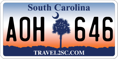 SC license plate AOH646