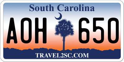 SC license plate AOH650