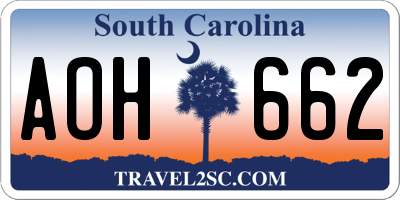 SC license plate AOH662