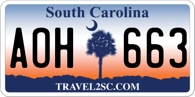 SC license plate AOH663