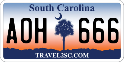SC license plate AOH666