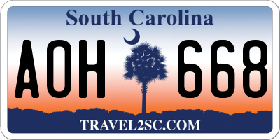 SC license plate AOH668