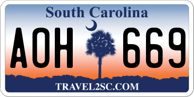 SC license plate AOH669