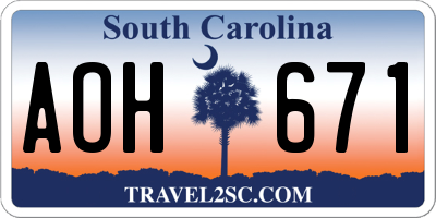 SC license plate AOH671