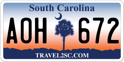 SC license plate AOH672