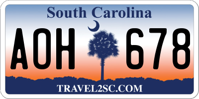 SC license plate AOH678