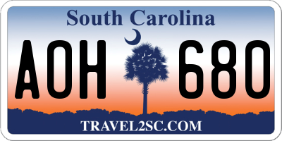 SC license plate AOH680