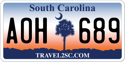 SC license plate AOH689