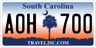 SC license plate AOH700
