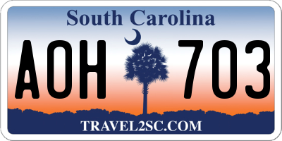 SC license plate AOH703