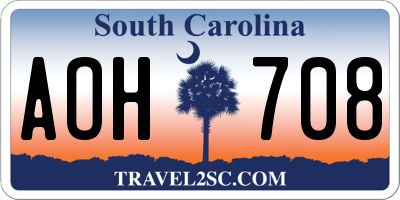 SC license plate AOH708