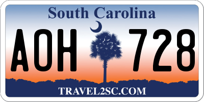 SC license plate AOH728