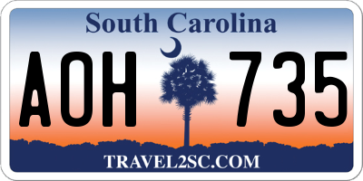 SC license plate AOH735