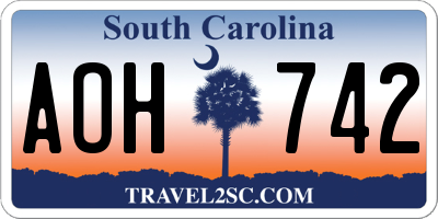 SC license plate AOH742
