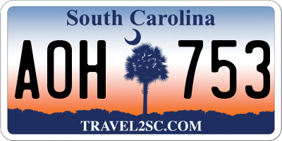SC license plate AOH753