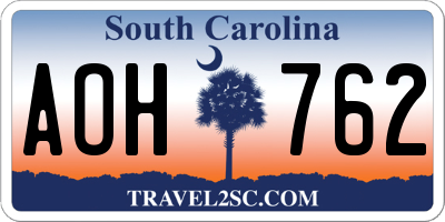 SC license plate AOH762