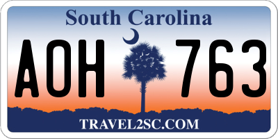 SC license plate AOH763