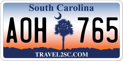 SC license plate AOH765