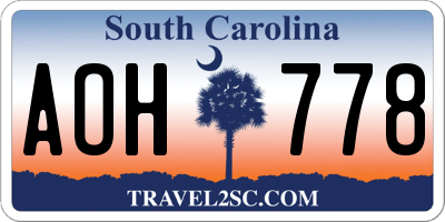 SC license plate AOH778