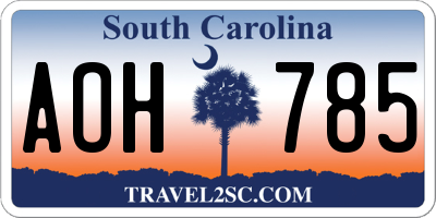 SC license plate AOH785