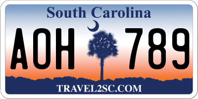 SC license plate AOH789