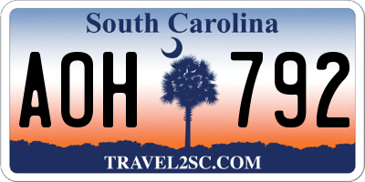 SC license plate AOH792
