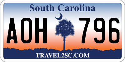 SC license plate AOH796