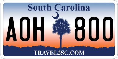 SC license plate AOH800