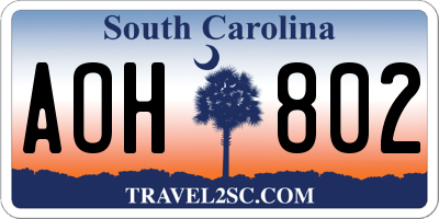 SC license plate AOH802