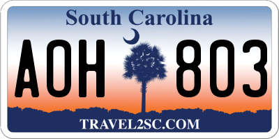 SC license plate AOH803