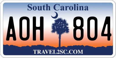 SC license plate AOH804