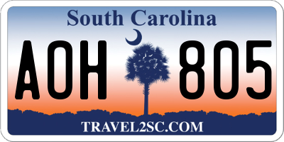 SC license plate AOH805