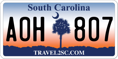 SC license plate AOH807