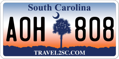 SC license plate AOH808