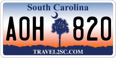 SC license plate AOH820