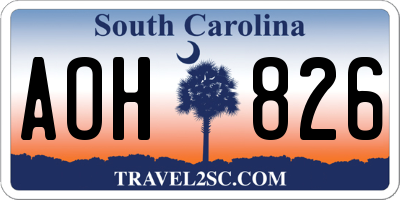 SC license plate AOH826