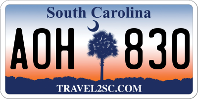 SC license plate AOH830