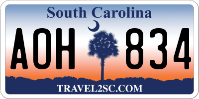 SC license plate AOH834