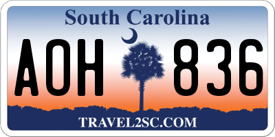 SC license plate AOH836